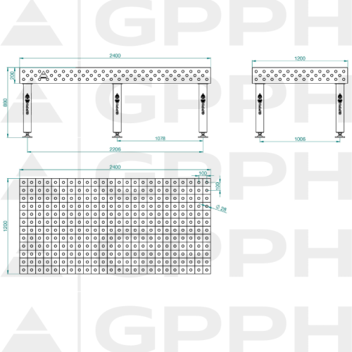 Stół spawalniczy GPPH EXPERT 2400x1200x200 mm - TWT_EXPERT_240x120 - GPPH - 1 2