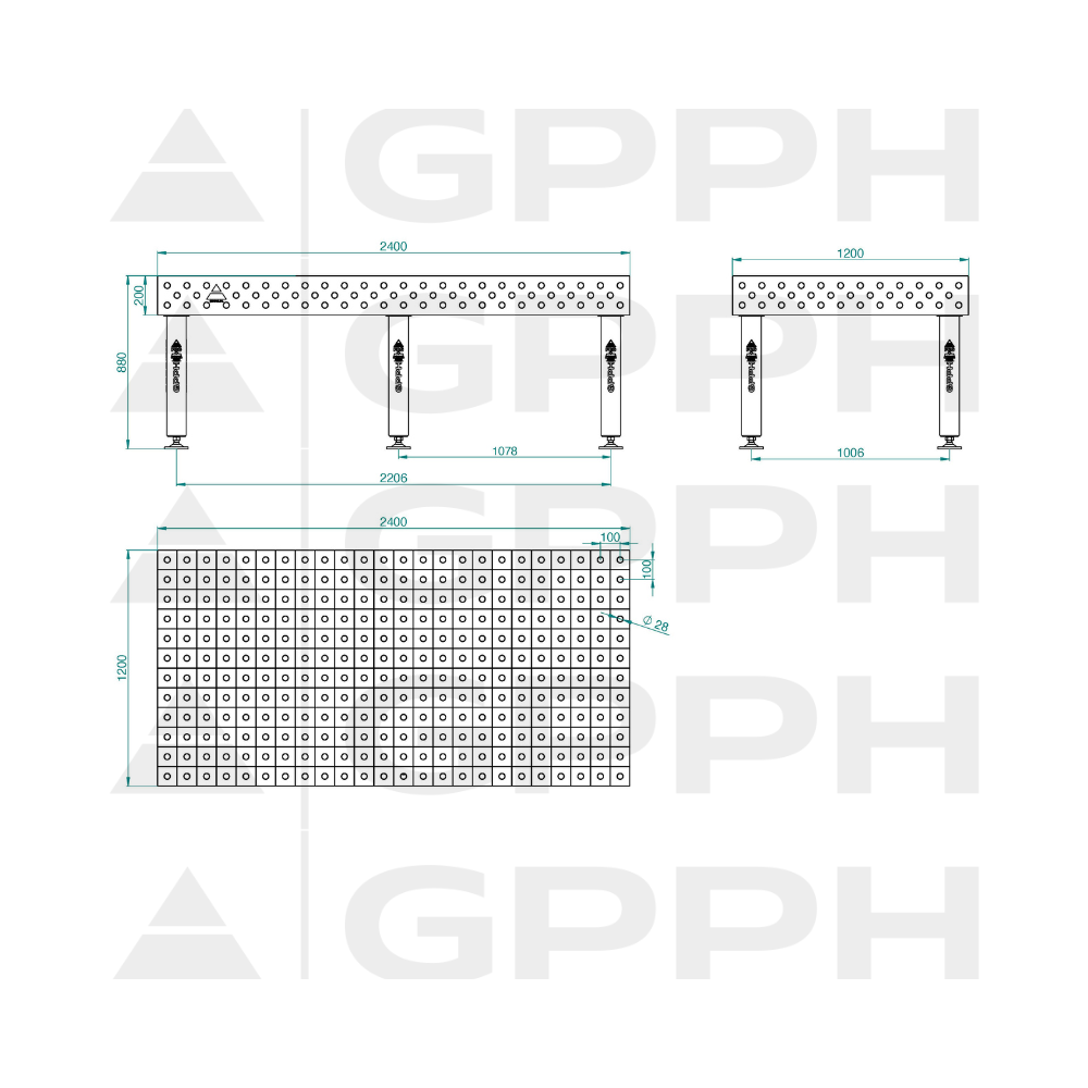 Stół spawalniczy GPPH EXPERT 2400x1200x200 mm - TWT_EXPERT_240x120 - GPPH - 2