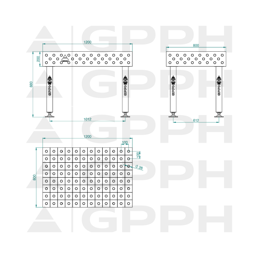Stół spawalniczy GPPH PLUS INOX 1200x800x200 mm - INOX_PLUS_120x80 - GPPH - 2