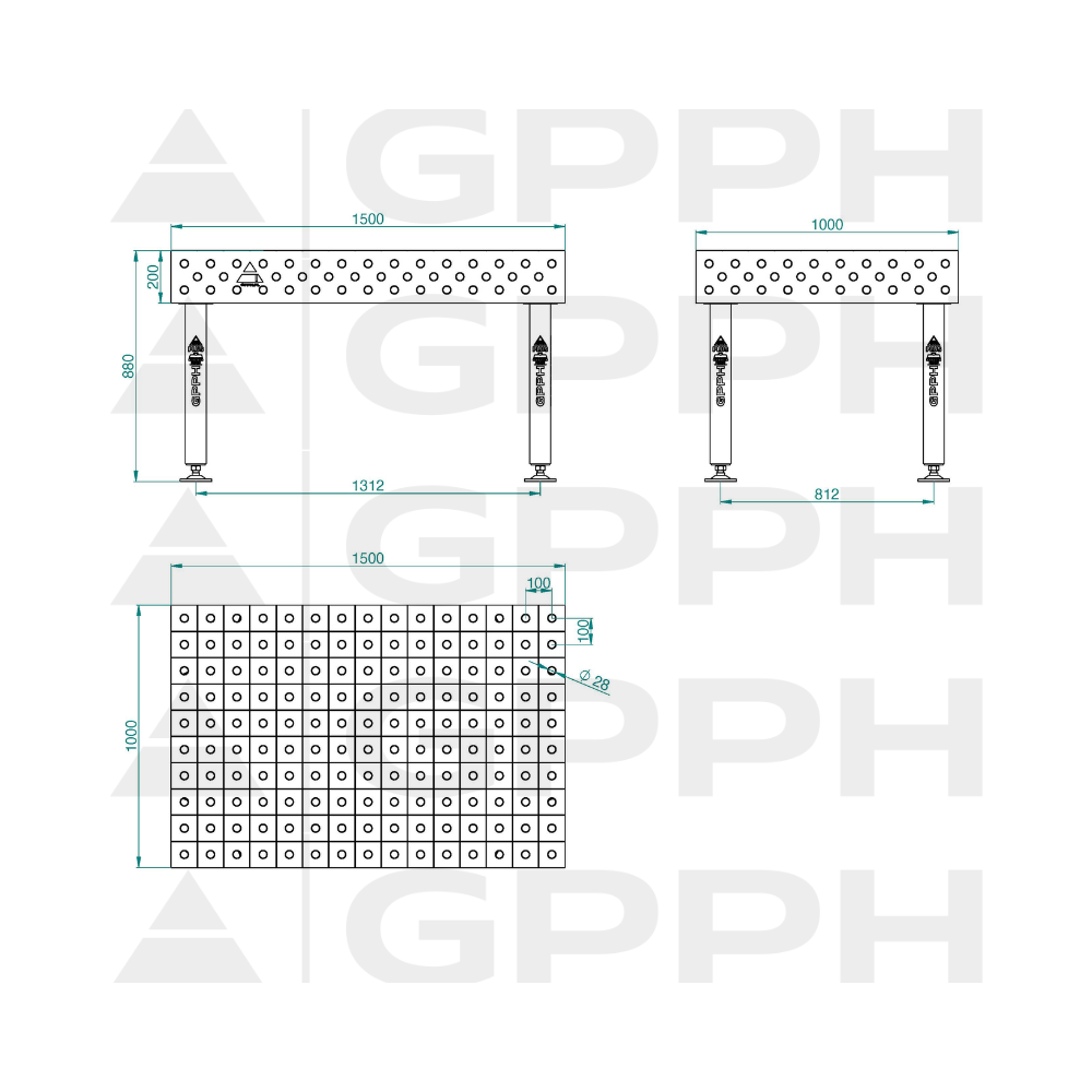Stół spawalniczy GPPH PLUS INOX 1500x1000x200 mm - INOX_PLUS_150x100 - GPPH - 2