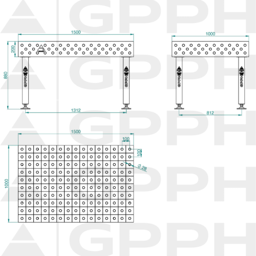 Stół spawalniczy GPPH PLUS INOX 1500x1000x200 mm - INOX_PLUS_150x100 - GPPH - 2