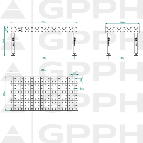Stół spawalniczy GPPH PLUS INOX 2000x1000x200 mm - INOX_PLUS_200x100 - GPPH - 2