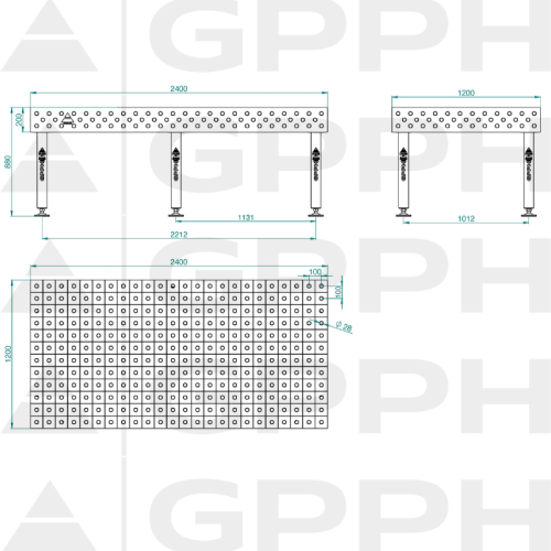 Stół spawalniczy GPPH PLUS INOX 2400x1200x200 mm - INOX_PLUS_240x120 - GPPH - 1 2