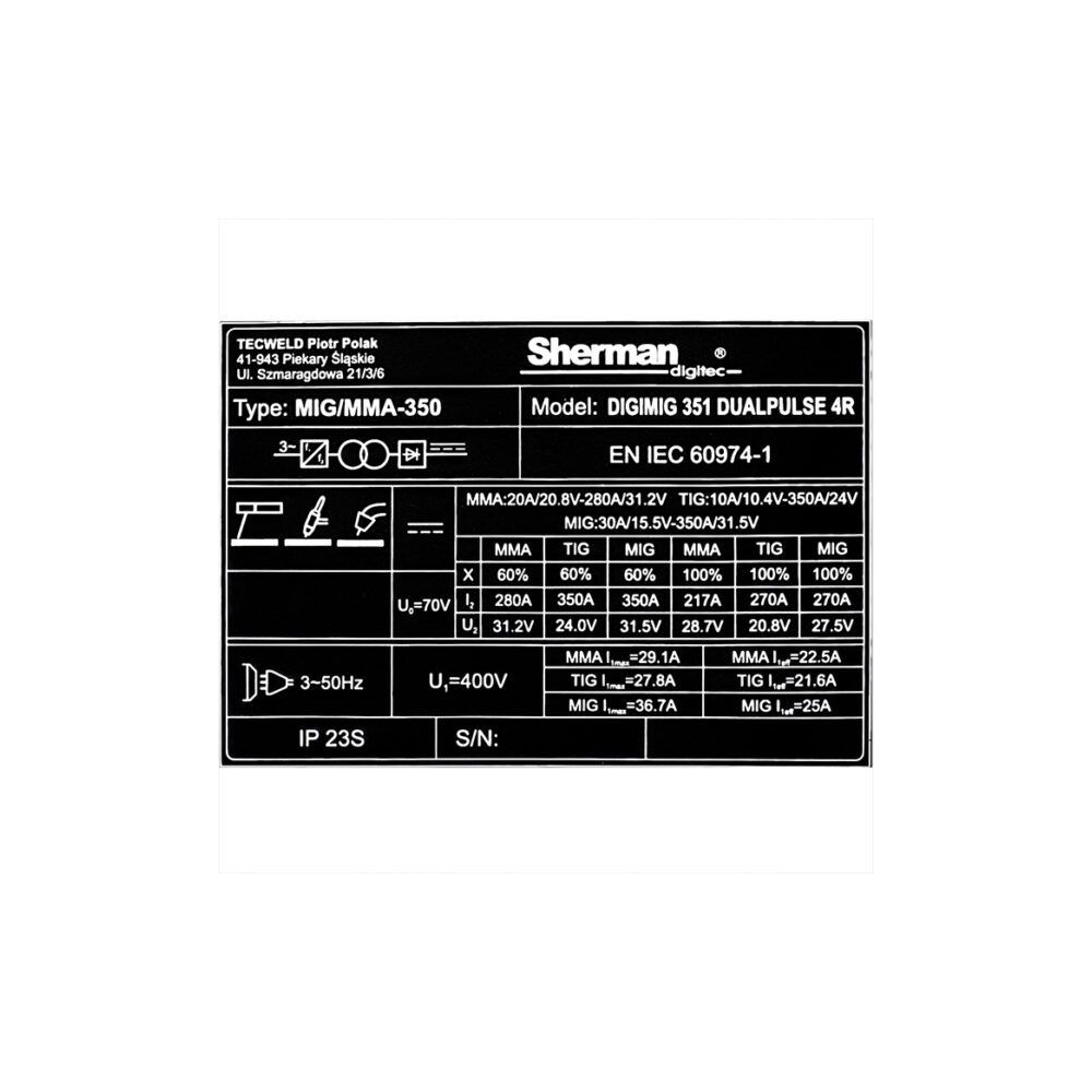Spawarka Sherman DIGIMIG 351 DualPulse 4R - zestaw - 7813047-G - Sherman - 14
