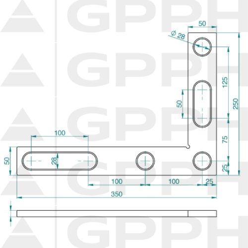 Kątownik winkiel płaski 350x250 do stołów spawalniczych / GPPH - F_008-G - GPPH - 1 2