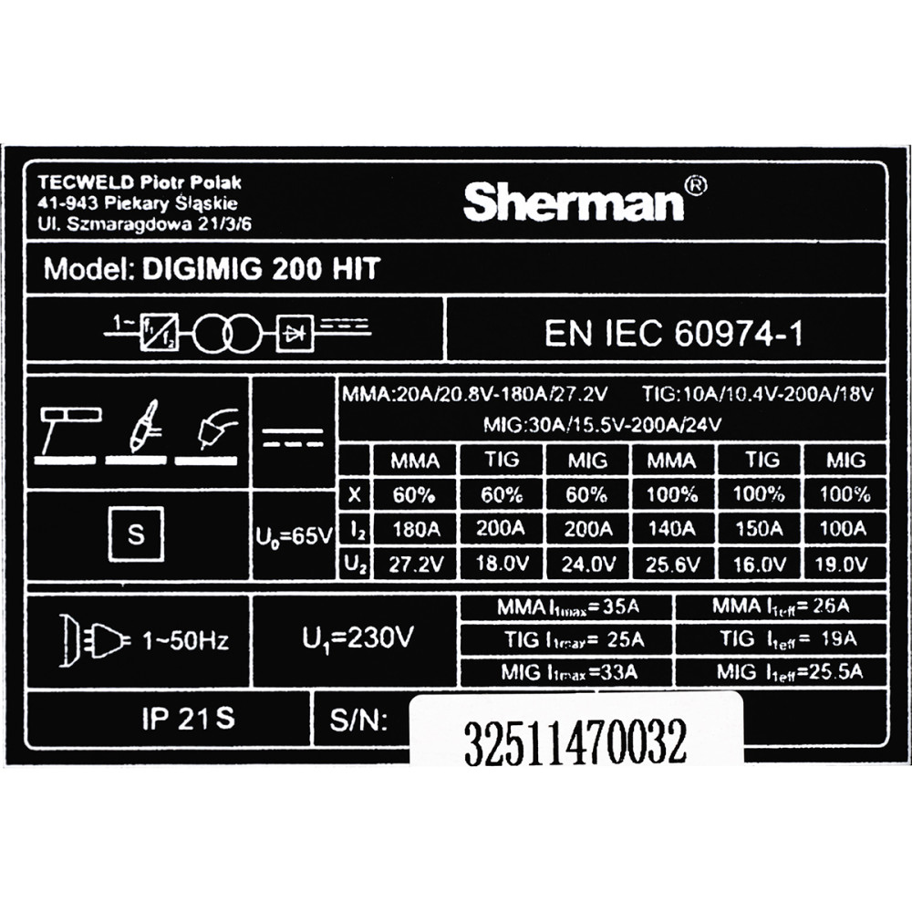 Spawarka Sherman DIGIMIG 200 HIT - zestaw | 7812719