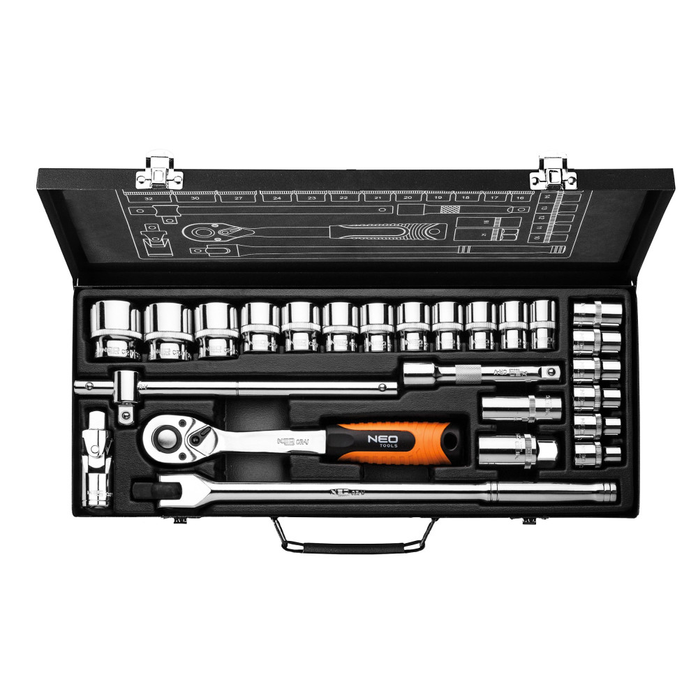 Zestaw kluczy nasadowych 1/2" 25 el. Neo Tools - 08-674 - NEO Tools - 2