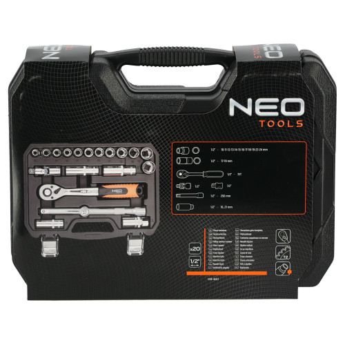 Zestaw kluczy nasadowych 1/2" 20 el. Neo Tools - 08-661 - NEO Tools - 10