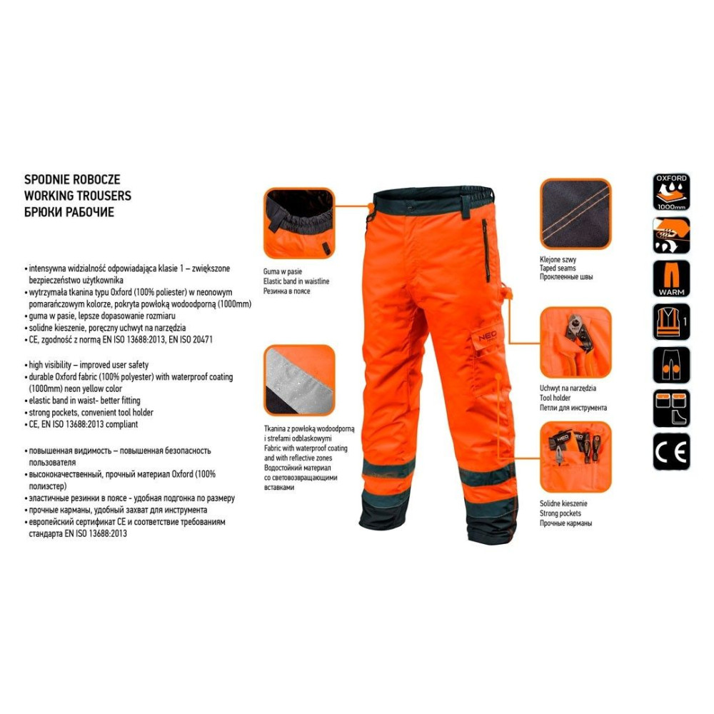 Ocieplane spodnie robocze ostrzegawcze Neo Tools - 81-761 - NEO Tools - 2