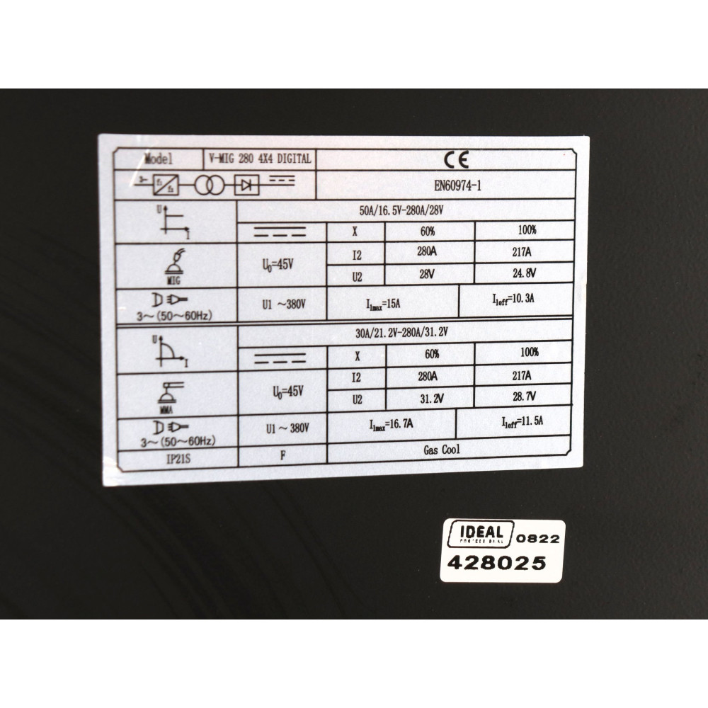 Spawarka Ideal V-MIG 280 4x4 Digital MMA - zestaw - V-MIG280MMA-G - Ideal - 7