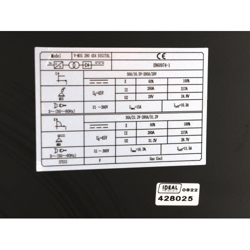 Spawarka Ideal V-MIG 280 4x4 Digital MMA - zestaw - V-MIG280MMA-G - Ideal - 7
